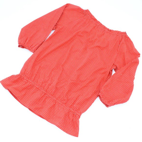 Cumar Italy Drop Waist Red Polka Dot Blouse M - Picture 5 of 8